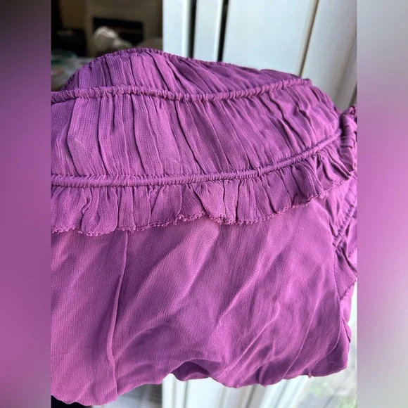 Farm Rio Smocked Burgundy Ruffle Blouse - Picture 16 of 16